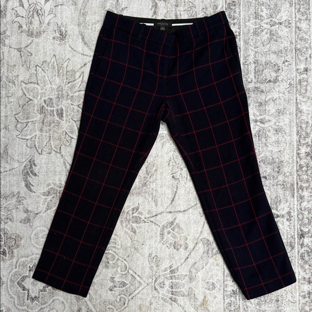 Ann Taylor - Navy and Red Checkered Pants